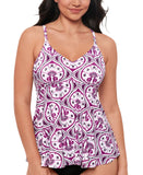 Swim Solutions Womens Tiletale V-Neck Tankini Swim Top 806834 Magenta Purple 14