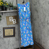 Ny Collection Petites Chiffon Printed Midi Dress Bright French Blue Melon PM