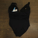 Bleu By Rod Beattie Plus Size Key Item Plunge Plunging-Neck Swimsuit Black 20W