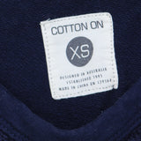 Cotton On Womens Cropped Crochet Front French Terry Lined Shirt Top Navy Blue XS