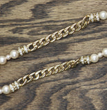G. Comet Dangly Earrings Cable Chain Necklace Set Gold / Pearl White 37" + 4"