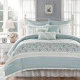 Madison Park Dawn Reversible 9-Pc. Duvet Cover Set MP12-389 Aqua Blue Queen