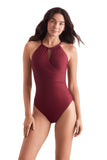 Mimi Flamingo Womens Soleil Solids Ivey One Piece Swimsuit Henna Red 16