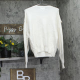 Mango Womens Wool Blend Peanut Ruffle Sweater 17017728-05 Beige Off White XL