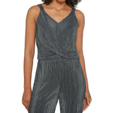 Lisa Rinna Women's Pleated Twist Front Sleeveless Jumpsuit