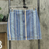 Wild Fable Women's Striped High-Rise Seamed Denim Mini Skirt