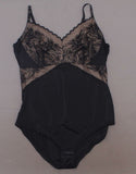 Rhonda Shear Women's Plus Size Lace Bodice Adjustable Strap Bodysuit