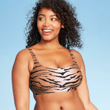 Xhilaration Women's Tiger Print Square Neck Bralette Bikini Swim Top