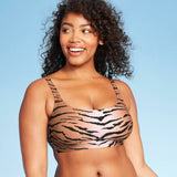 Xhilaration Women's Tiger Print Square Neck Bralette Bikini Swim Top