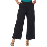 DG2 by Diane Gilman Women's Stretch Twill Wide Leg Chino Pants Black 8