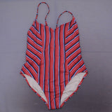 Kona Sol Women's Lace Up Back One Piece Swimsuit Multi Stripe XL
