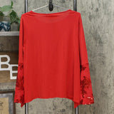 LaBellum by Hillary Scott Women's Sequin Detail Bell Sleeve Blouse