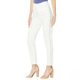 DG2 by Diane Gilman Virtual Stretch Beaded Side Stripe Jeans White 6