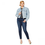 Skinnygirl Women's Plus Size Studded Cropped Denim Jean Jacket