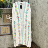 NWT Curations Plus Size Embroidered Gauze Kaftan Cover-Up 1X 2X
