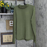 All in Motion Womens Long Sleeve Striped Knit Athletic Shirt Green XXL