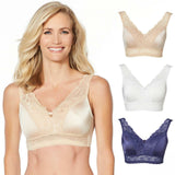 Rhonda Shear 3 Pack Back Closure Betty Pin Up Bras Neutrals XL