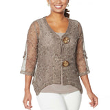 Nina Leonard Women's Coconut Button Knit Bolero Cardigan