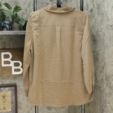 Denim & Co. Women's Roll Tab Sleeve Button Front Soft Utility Tunic Blouse