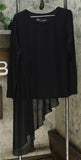 DG2 by Diane Gilman Women's Dramatic Mixed Media Asymmetric Top Black XL