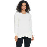 Denim & Co. Active Women's Velour Pullover With Rib Trim Natural XS