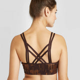 JoyLab Women's Foil-Print Crisscross Strappy Back Sports Bra