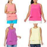 DG2 by Diane Gilman Women's Plus Size Mixed Media Easy Tank Top