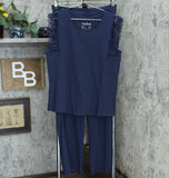 AnyBody Women's Cozy Knit Pleated Lace Pajama Set