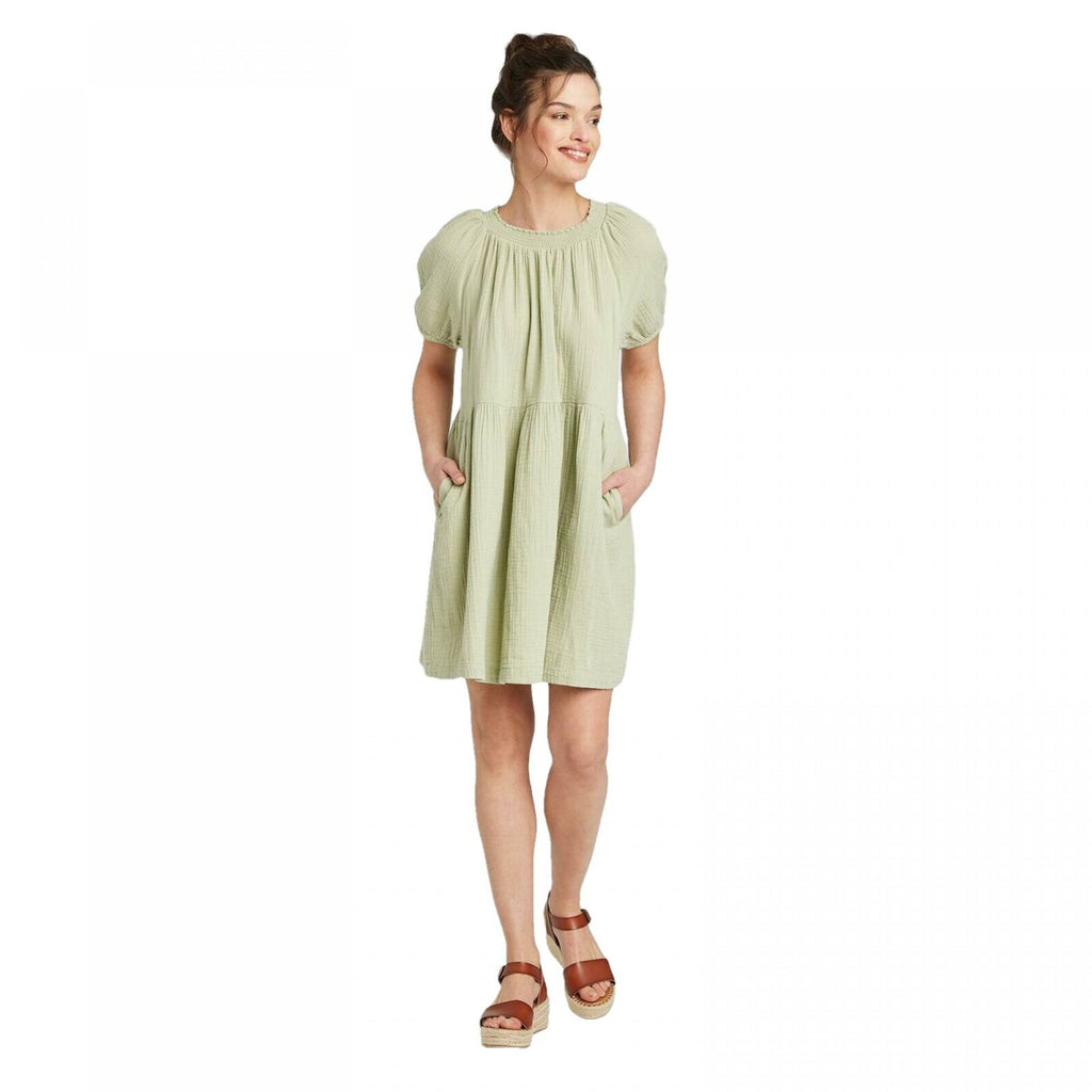 Universal Thread Women's Short Sleeve Gauze Smocked Shift Dress –  Biggybargains