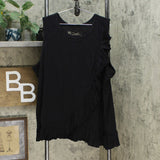 DG2 by Diane Gilman Women's Plus Size Slub Knit Ruffle Tank Top Black 3X