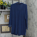 Stars Above Women's Beautifully Soft Notch Collar Nightgown Navy Blue M