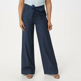 G.I.L.I. Plus Wide Leg Denim Pants With Tie Detail Dark Rinse 24W