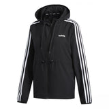 Adidas Women's Full Zip 3 Stripe Cinch Hooded Windbreaker