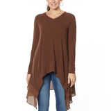 DG2 by Diane Gilman Ribbed Knit Sweater And Chiffon Top Espresso Small