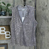 Calvin Klein Women's Sleeveless V-Neck Sequin Blouse