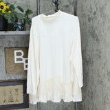 LOGO by Lori Goldstein Plus Size Flocked Mesh Tiers Ruffle Knit Tunic Top