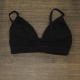 Auden Womens Ribbed Plunge Soft-Cup Bralette Black L