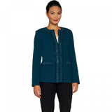 Dennis Basso Women's Embellished Caviar Crepe Knit Jacket