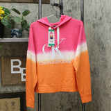 Calvin Klein Women's Dip Dye French Terry Cropped Hoodie Sweatshirt