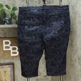 Susan Graver Women's Plus Print High Stretch Denim Pedal Pusher Jeans