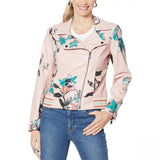 G by Giuliana Womens Perforated Faux Leather Moto Jacket