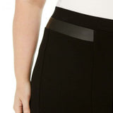 JM Collection Woimen's Plus Size Faux Leather Trim Ponte Pants