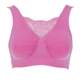 Rhonda Shear 2 Pack Seamless Underwire Bras With Lace Inset Pink/Purple Large