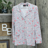 Attitudes by Renee Como Jersey Button Front Pajama Top Flamingo Large