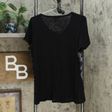 DG2 by Diane Gilman Burnout Printed And Embellished Top Black Animal Small