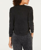 Material Girl Active Women's Moto Detailed Cropped Sweatshirt Black Large