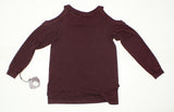 Knox Rose Women's Embellished Cold Shoulder Sweatshirt Burgundy