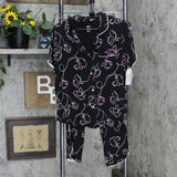 Stars Above Womens Beautifully Soft Floral Print Collar Cropped Pajama Set 31KM8