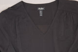 Du Jour Women's V-Neck Peplum Woven Top with Lace Bell Sleeves. A345234