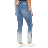 DG2 by Diane Gilman Women's Petite Embroidered Pull On Exposed Button Jeans